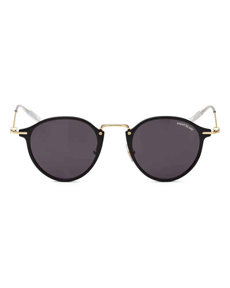 Montblanc Runde Sonnenbrille mit schwarzer eingespritzter Fassung - Schwarz - Eingespritzt - MB133061 - Sonnenbrillen Schwarz