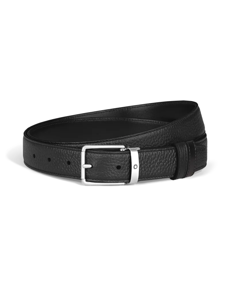 Montblanc Alltagstauglicher wendbarer Gürtel 30 mm aus genarbtem Leder - Schwarz - MB222181 - Gürtel Schwarz