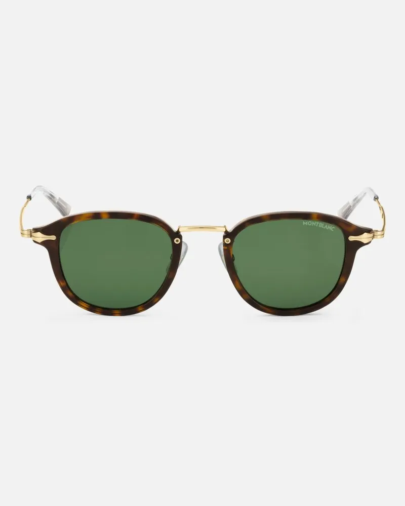 Montblanc Runde Sonnenbrille Mit Havannafarbener Eingespritzter Fassung - Sonnenbrillen 