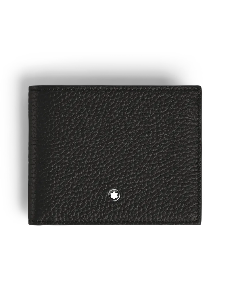 Montblanc Brieftasche 4 cc mit Münzfach - Schwarz - Leder - MB220217 - Münzbörsen Schwarz