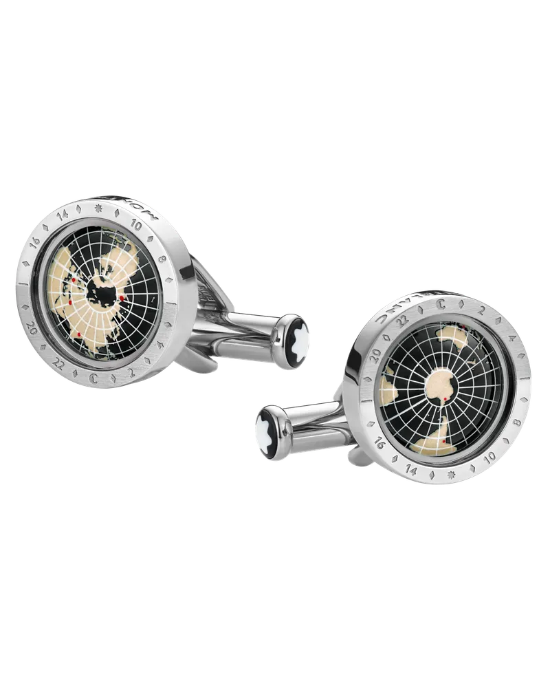 Montblanc Montblanc 1858 Geosphere Manschettenknöpfe in Schwarz - Edelstahl - MB126164 - Cufflinks 