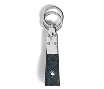 Schlüsselanhänger mit Schlaufe aus Sartorial Leder - Tweed-Blau - Leder - MB220397 - Schlüsselringe & Schlüsseletuis