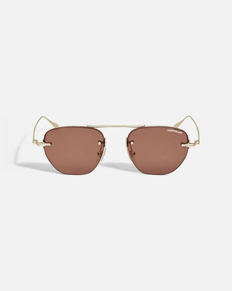 Montblanc Ovale Sonnenbrille Mit Goldfarbener Metallfassung - Sonnenbrillen - Gold Gold
