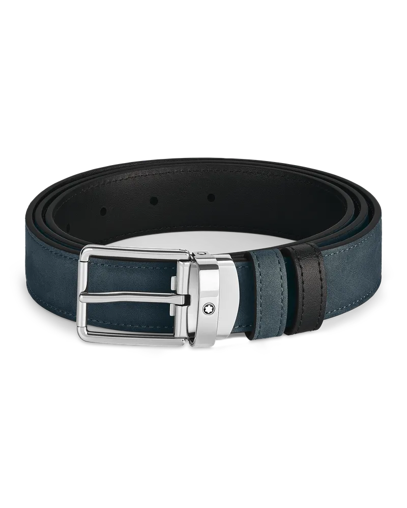 Montblanc Wendegürtel aus Leder in Samtblau/Schwarz mit alltagstauglicher Schließe, 30 mm - MB221005 - Gürtel 