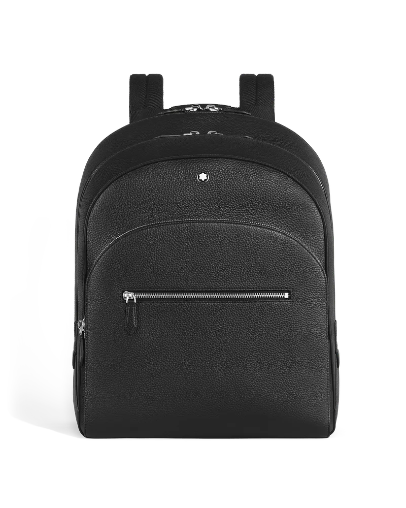 Montblanc Rucksack Groß mit 3 Fächern aus Grain Leder - Schwarz - Leder - MB223291 - Rucksäcke Schwarz