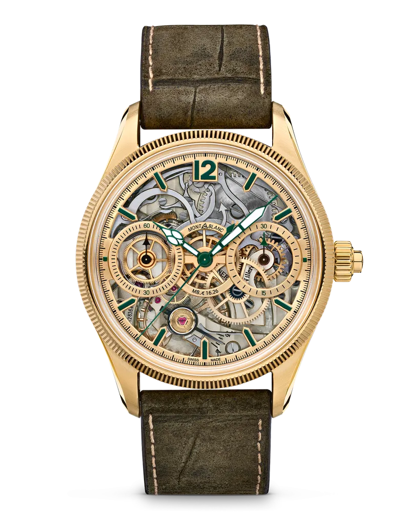 Montblanc Montblanc 1858 The Unveiled Secret Minerva Monopusher Chronograph Limited Edition - 18 Exemplare - GRÜNGOLD - MB129622 - Uhr 