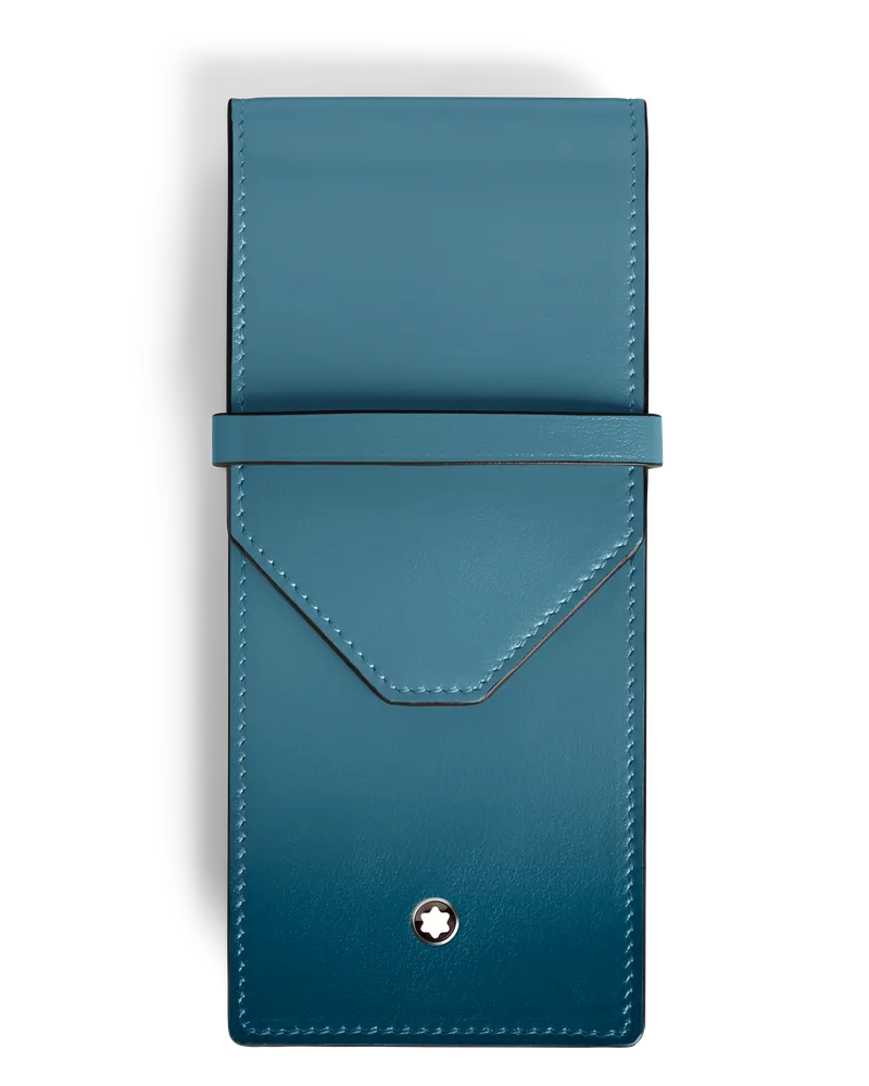 Montblanc Meisterstück Etui für 3 Schreibgerät - Rauchiges Sfumato-Blau - Leder - MB199264 - Schreibgeräteetuis Rauchiges
