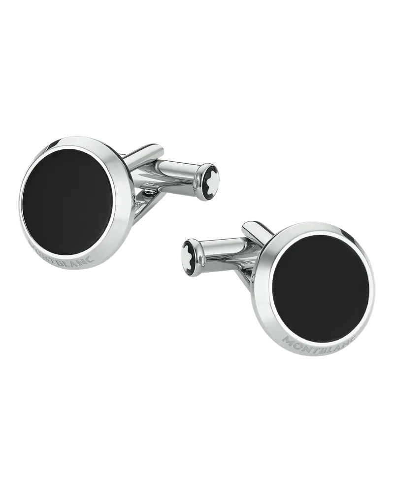 Montblanc Manschettenknöpfe Star mit Onyxintarsie - Edelstahl - MB116661 - Cufflinks 