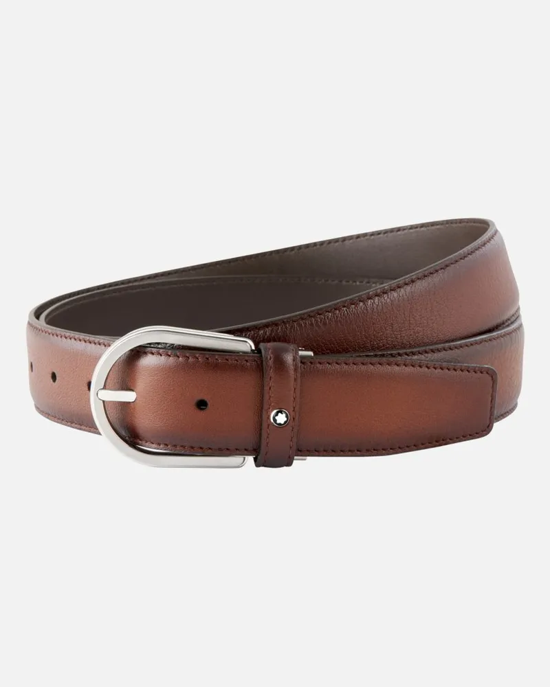 Montblanc Gürtel Aus Leder In Braun Mit Hufeisenförmiger Schließe, 35 Mm - Gürtel - Braun Braun