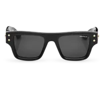 Rechteckige Sonnenbrille mit schwarzem Acetatrahmen - Schwarz - Kunststoff - MB131226 - Sonnenbrillen