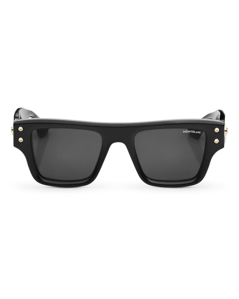 Montblanc Rechteckige Sonnenbrille mit schwarzer Kunststofffassung - Schwarz - Kunststoff - MB131226 - Sonnenbrillen Schwarz