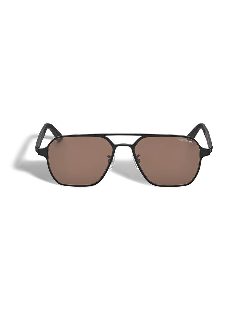 Montblanc Eckige Sonnenbrille mit schwarzer Metallfassung - Schwarz - Metall - MB134473 - Sonnenbrillen Schwarz