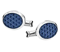 Meisterstück Manschettenknöpfe Oval mit geometrischer Lackintarsie - Edelstahl - MB126132 - Cufflinks
