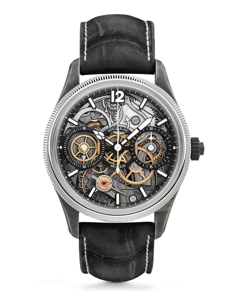 Montblanc Montblanc 1858 The Unveiled Secret Minerva Monopusher Chronograph Limited Edition - 88 Exemplare - Schwarz - STAHL, GRAUGOLD - MB131155 Schwarz