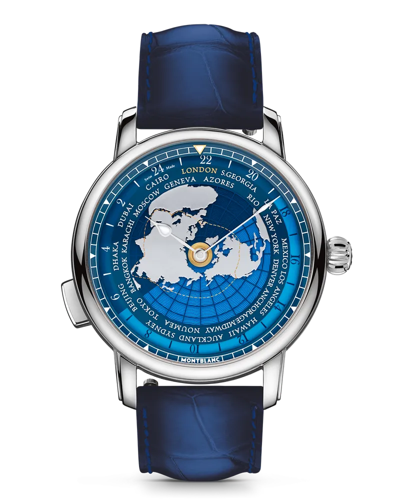 Montblanc Montblanc Star Legacy Orbis Terrarum Around The World In 80 Days Limited Edition - 360 Exemplare - Blau - Stahl - Titan - MB131627 - Uhr Blau
