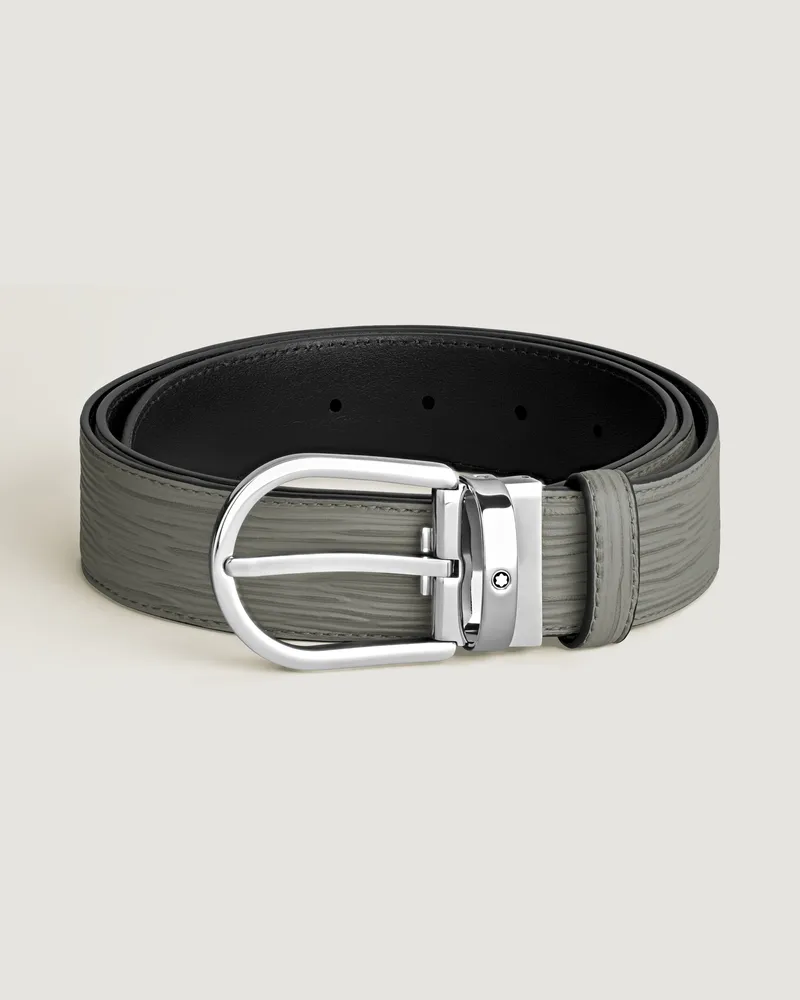 Montblanc Gürtel aus Leder in Mittelgrau mit hufeisenförmiger Schließe, 35 mm - Mittelgrau - Leder - MB199644 - Gürtel Mittelgrau