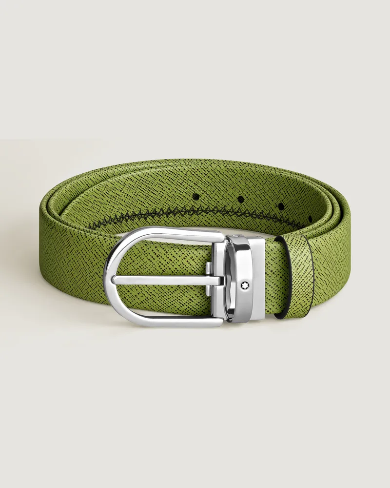 Montblanc Gürtel aus Leder in Multilime mit hufeisenförmiger Schließe, 35 mm - Lindgrün - Leder - MB199636 - Gürtel Lindgrün