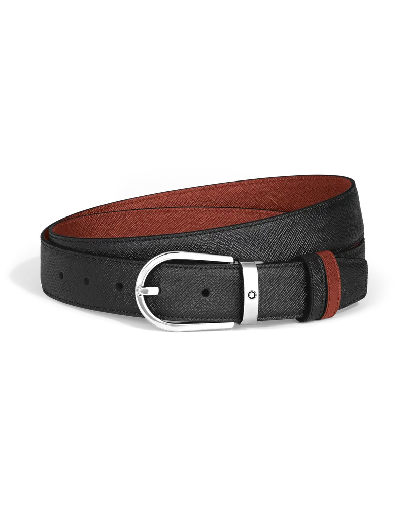 Montblanc Wendbarer Gürtel mit hufeisenförmiger Schließe mm aus Sartorial Leder - Red Oak/Schwarz - Leder - MB223367 - Gürtel Red