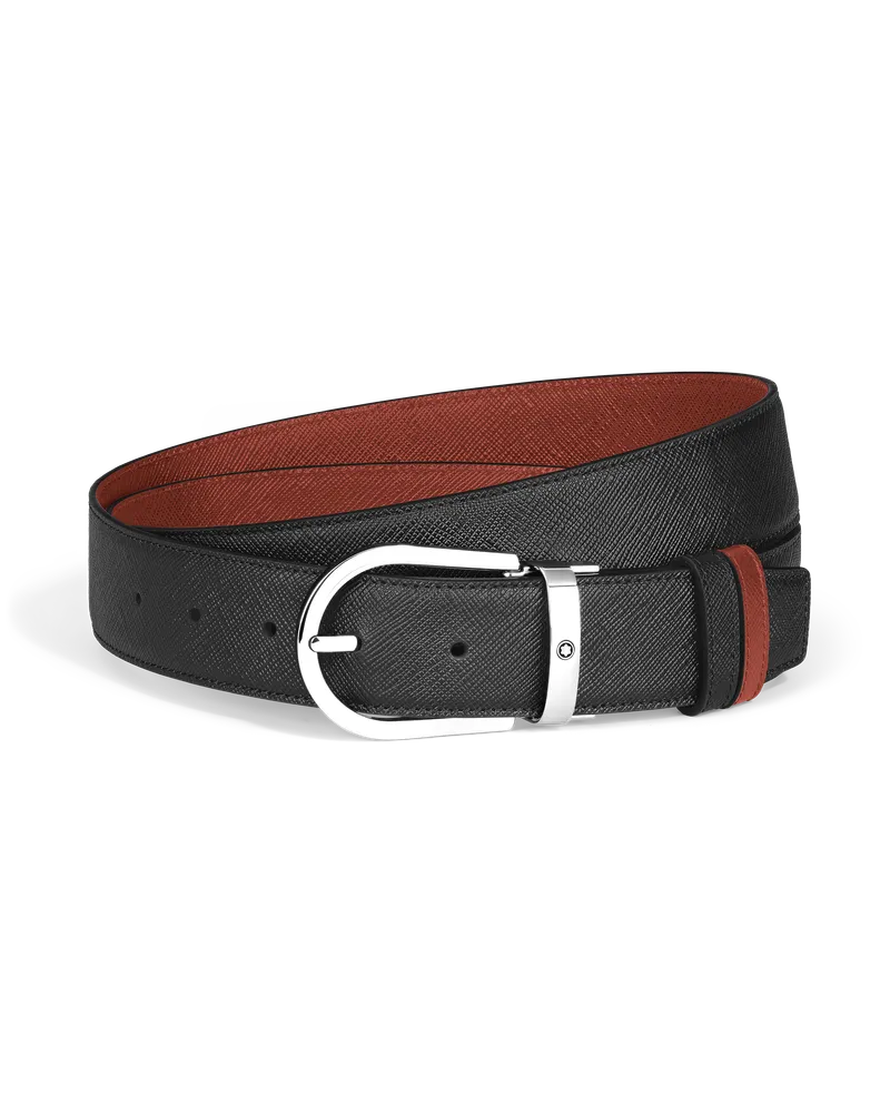 Montblanc Wendbarer Gürtel mit hufeisenförmiger Schließe mm aus Sartorial Leder - Red Oak/Schwarz - Leder - MB223367 - Gürtel Red