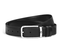 Wendbarer Gürtel mit rechteckiger Schließe 35 mm aus Sartorial Leder - Schwarz - Leder - MB223411 - Gürtel