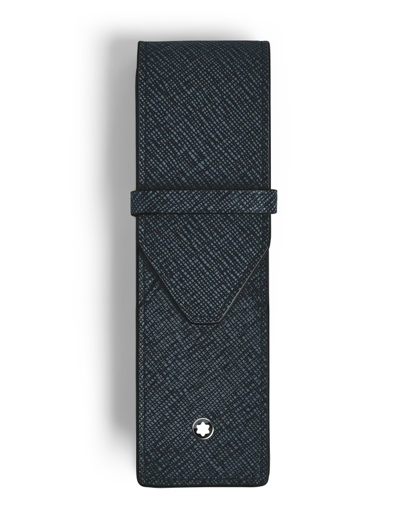 Montblanc Sartorial Etui für 2 Schreibgerät - Tweed-Blau - Leder - MB220354 - Schreibgeräteetuis Tweed-blau