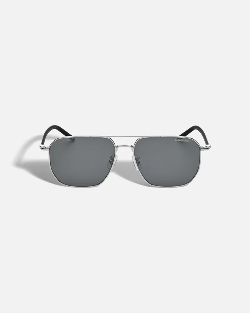 Montblanc Eckige Sonnenbrille Mit Silberfarbener Metallfassung - Sonnenbrillen - Silber Silber