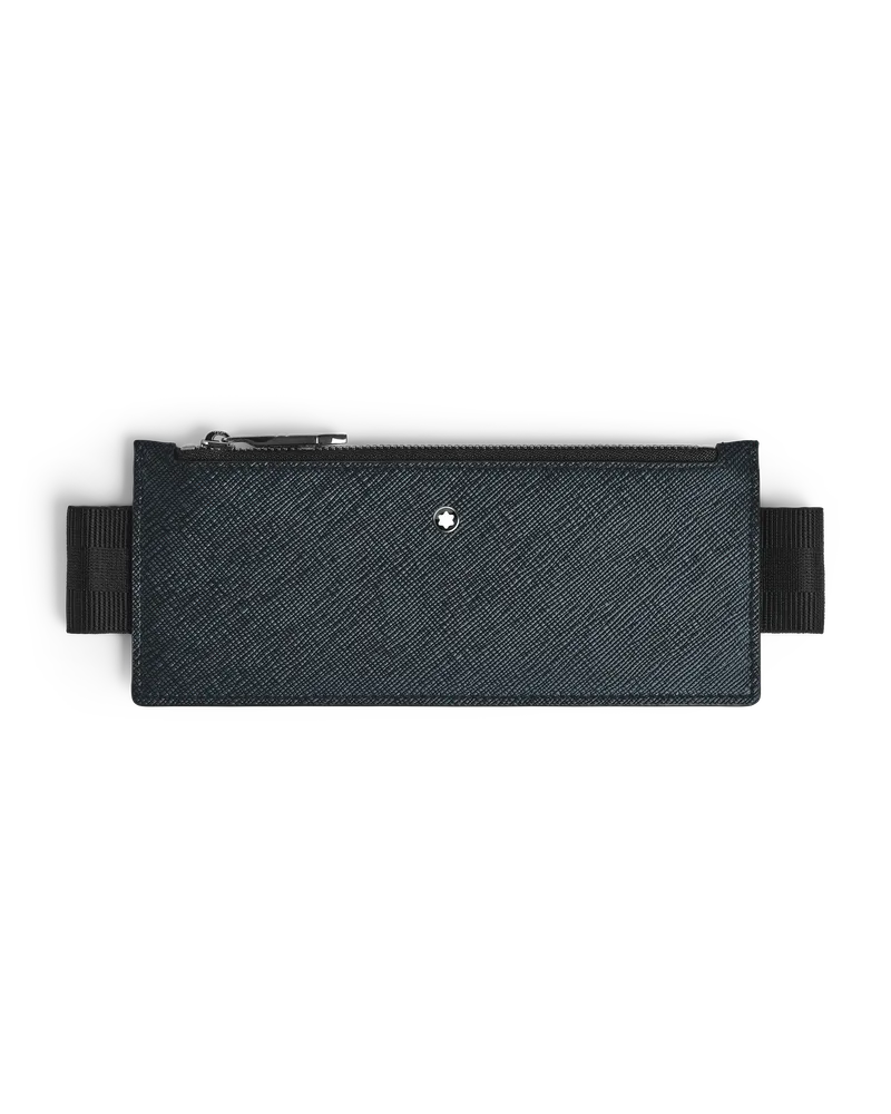 Montblanc Sartorial Etui für 2 Schreibgeräte mit Reißverschluss und Elastikband - Tweed-Blau - Leder - MB220430 - Schreibgeräteetuis Tweed-blau