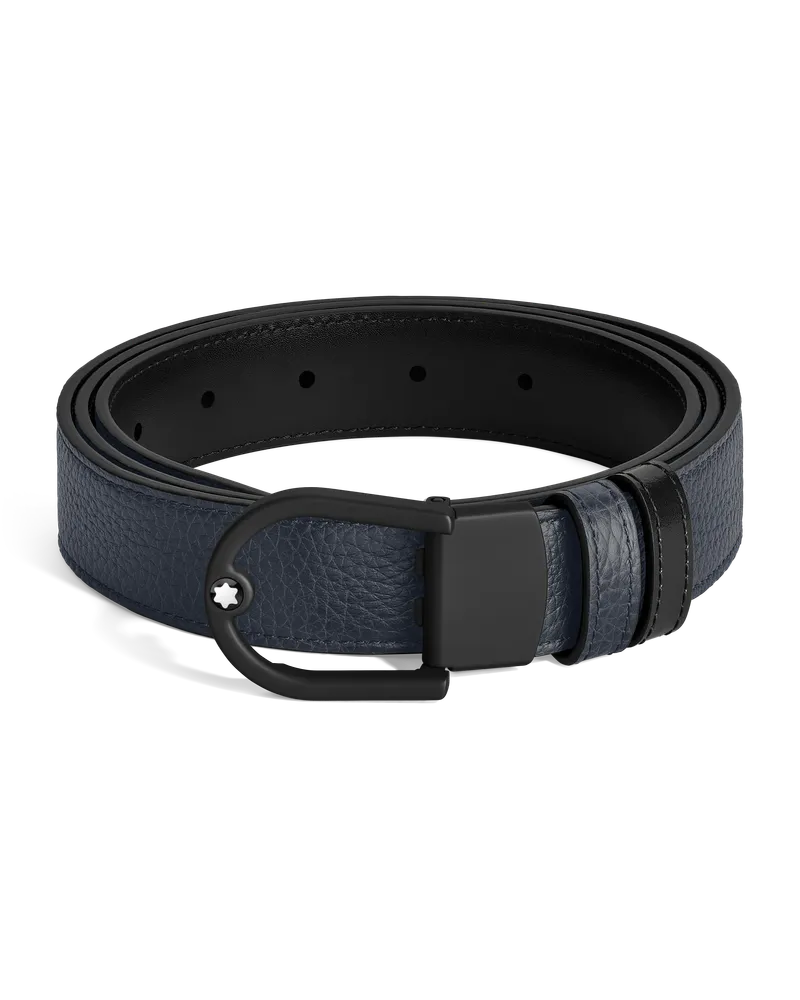 Montblanc Wendbarer Gürtel aus Leder in Midnight Blue/Schwarz mit hufeisenförmiger leichter Schließe, 30 mm - MB220997 - Gürtel 