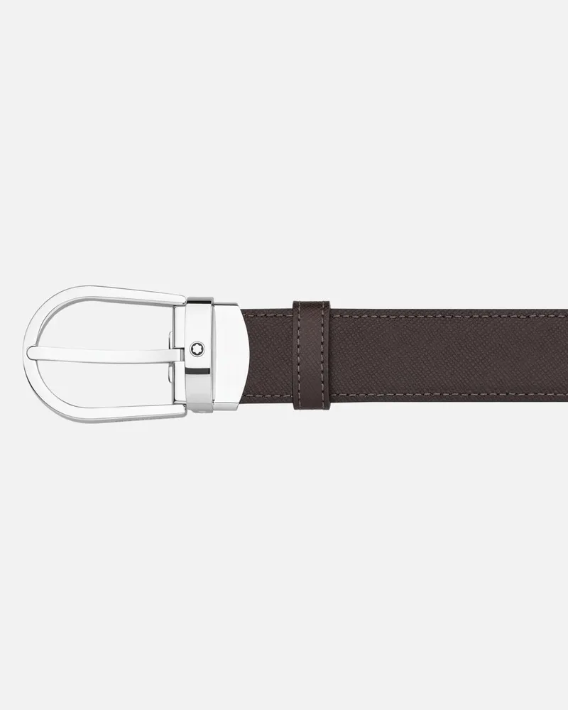 Montblanc Gürtel Aus Wendbarem Leder In Schwarz/braun Mit Hufeisenförmiger Schließe, 30 Mm - Gürtel - Schwarz / Braun Schwarz