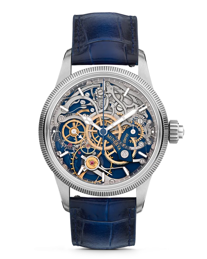 Montblanc Montblanc 1858 The Unveiled Minerva Chronograph Limited Edition - 100 Exemplare - Blau - STAHL, GRAUGOLD - MB133296 - Uhr Blau