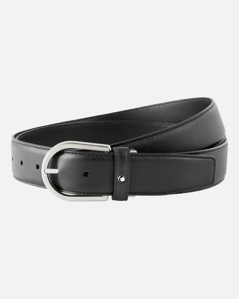 Montblanc Gürtel Aus Leder In Grau Mit Hufeisenförmiger Schließe, 35 Mm - Gürtel - Grau Grau