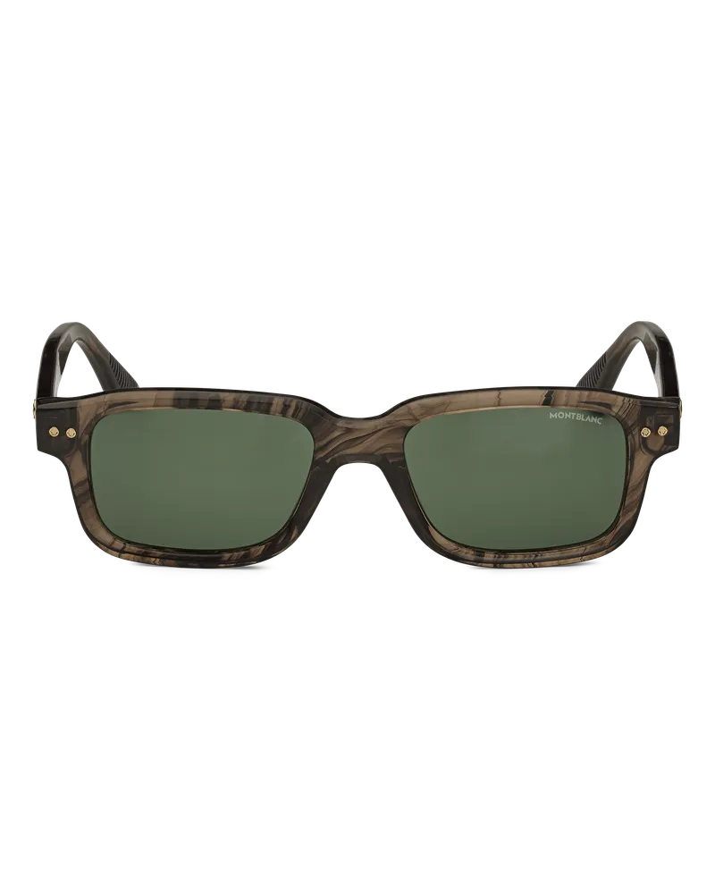 Montblanc Rechteckige Sonnenbrille mit havannafarbener Kunststofffassung - Havanna - Kunststoff - MB133084 - Sonnenbrillen Havanna