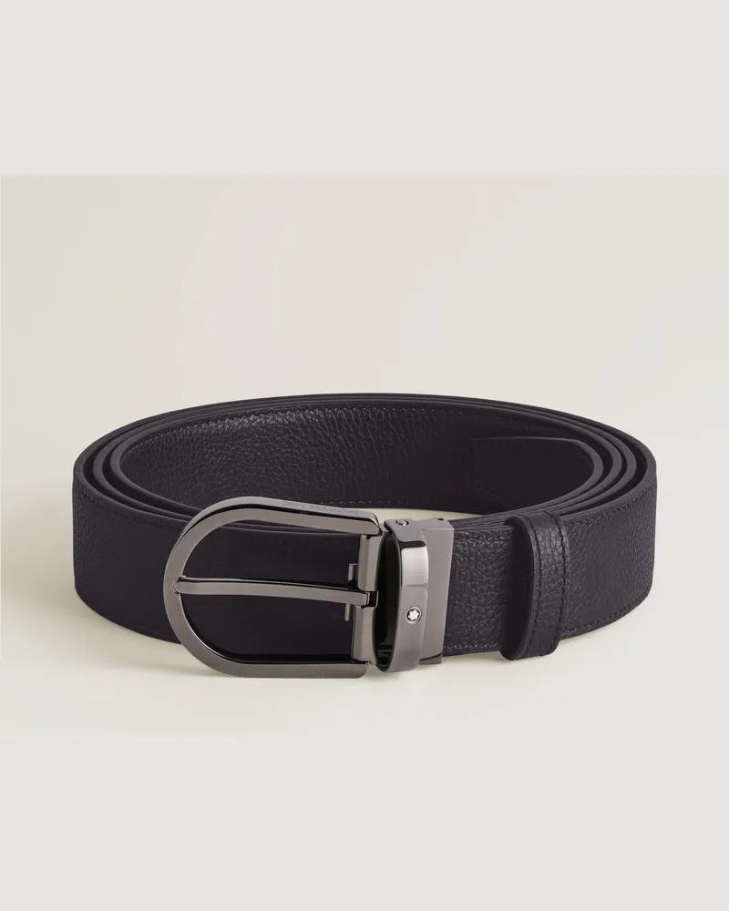 Montblanc Wendegürtel aus Leder in Nachtblau/Schwarz mit hufeisenförmiger Schließe, 35 mm - Nachtblau - Leder - MB199082 - Gürtel Nachtblau