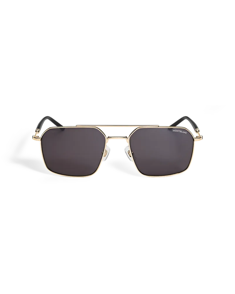 Montblanc Rechteckige Sonnenbrille mit goldfarbenem Metallrahmen - Goldfarben - Metall - MB139345 - Sonnenbrillen Goldfarben