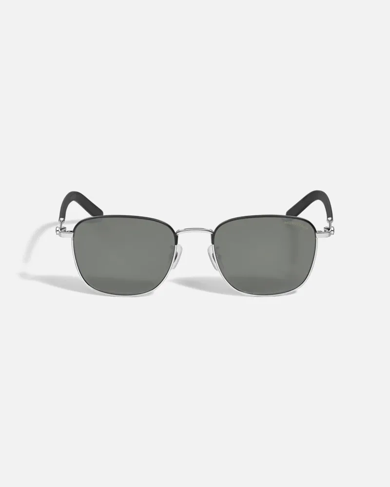 Montblanc Eckige Sonnenbrille Mit Silberfarbener Metallfassung - Sonnenbrillen - Silber Silber