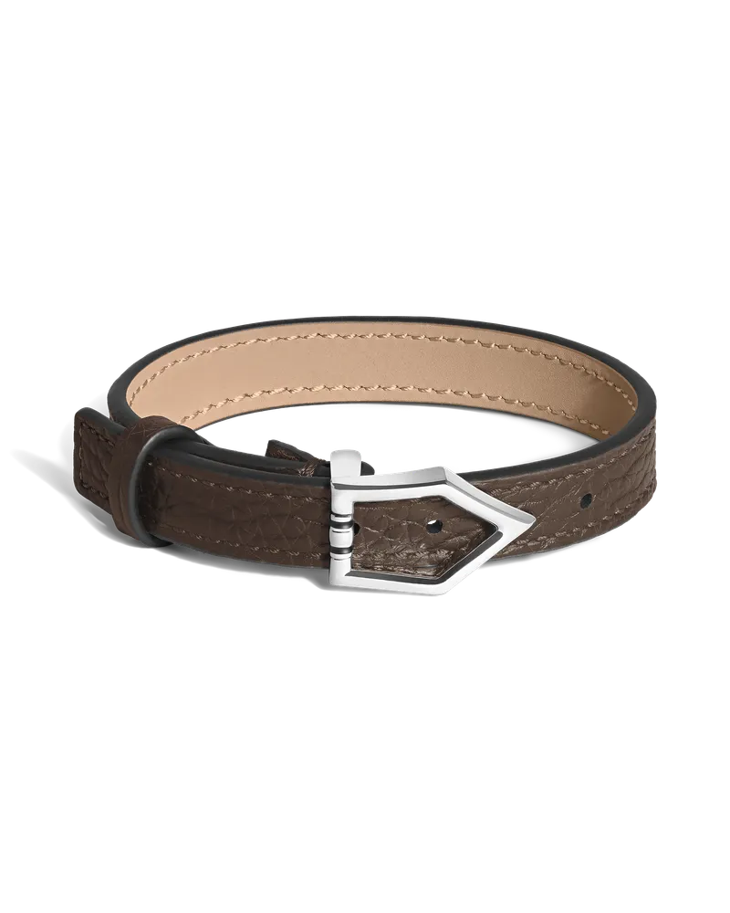 Montblanc Armband mit schlichter Feder aus Grain Leder - Ebenholz - Stahl - MB222748 - Armbänder Ebenholz
