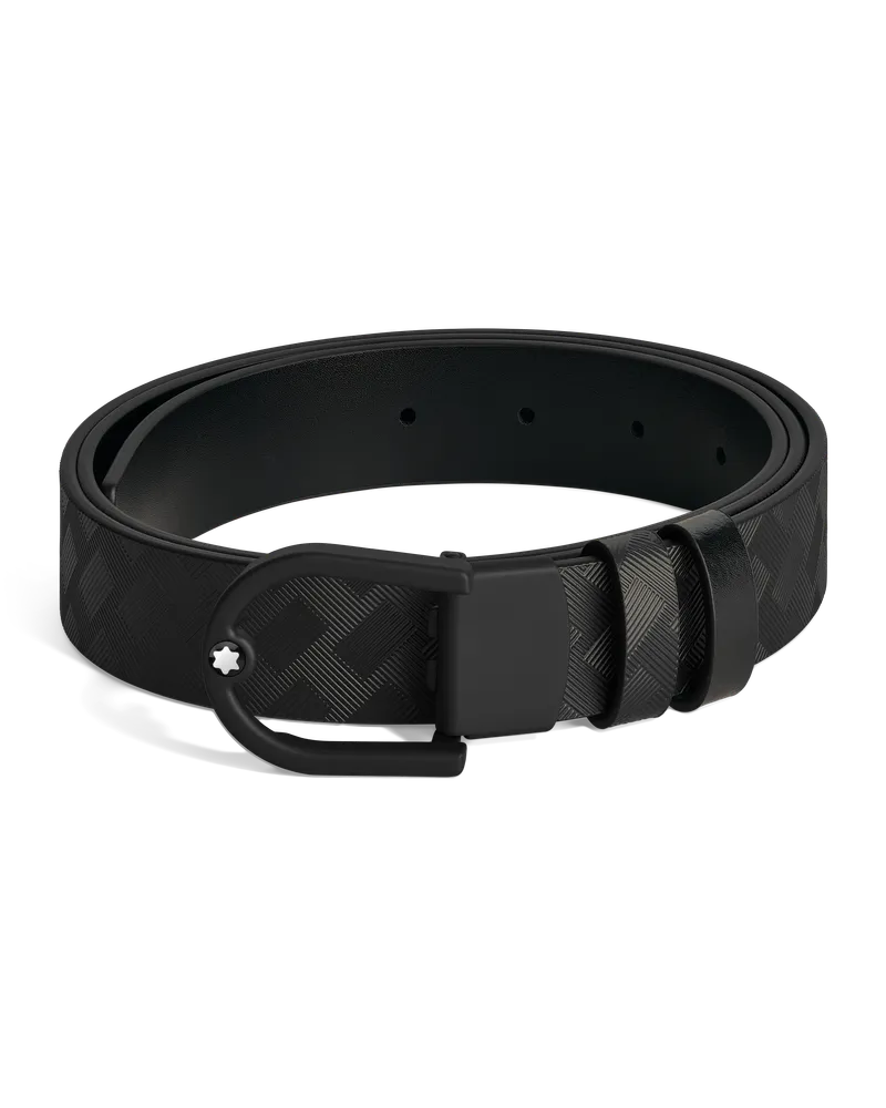 Montblanc Wendbarer Gürtel aus Leder in Schwarz/Schwarz mit hufeisenförmiger leichter Schließe, 30mm - MB220995 - Gürtel 
