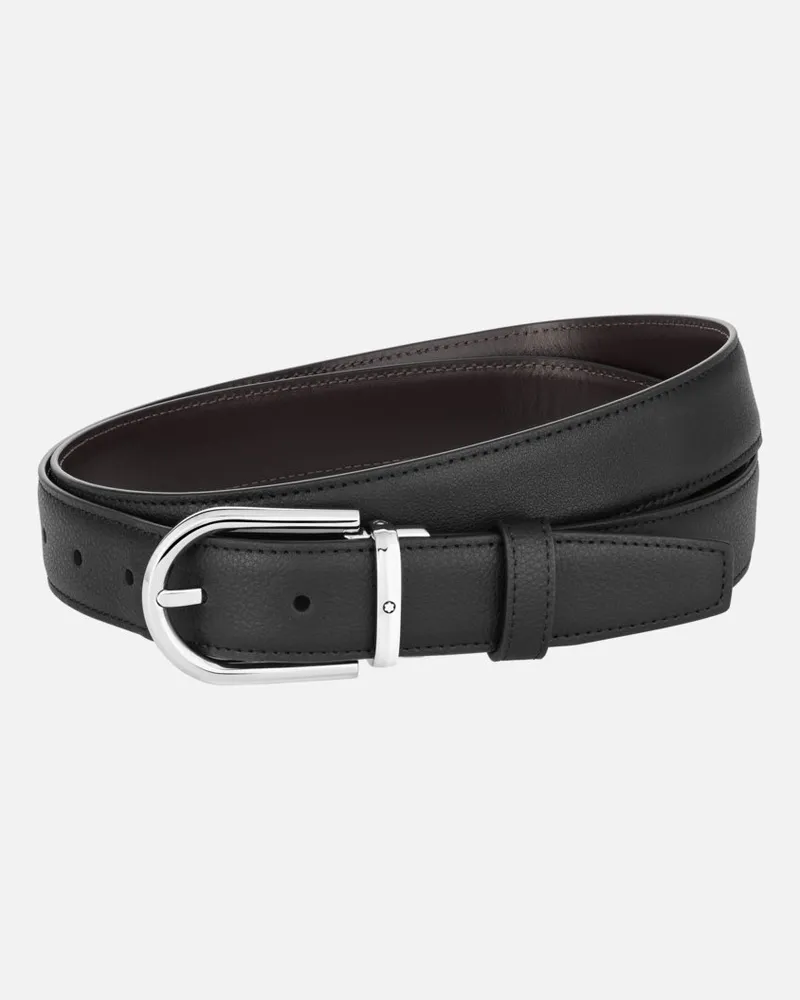 Montblanc Gürtel Aus Wendbarem Leder In Schwarz/braun Mit Hufeisenförmiger Schließe, 30 Mm - Gürtel - Schwarz / Braun Schwarz