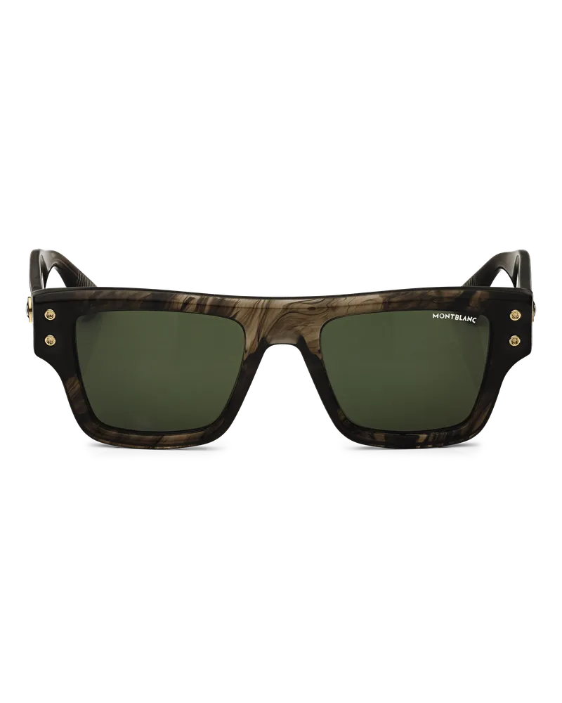 Montblanc Rechteckige Sonnenbrille mit melangefarbener Kunststofffassung - Braun - Kunststoff - MB133059 - Sonnenbrillen Braun