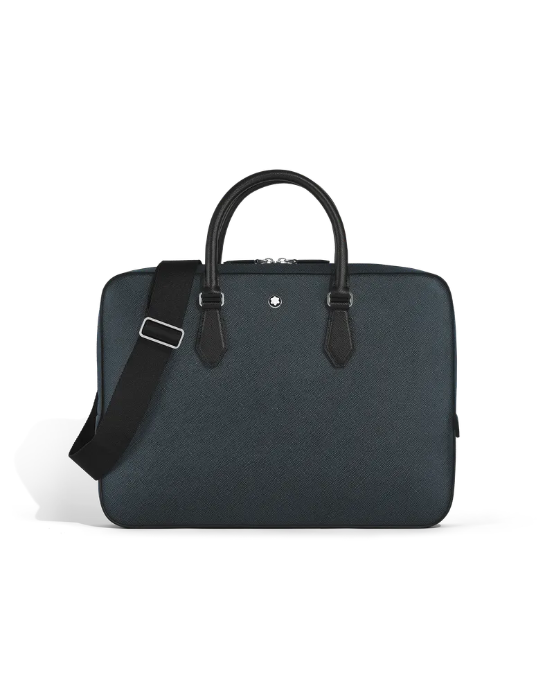 Montblanc Sartorial Dokumententasche schmal - Tweed-Blau - Leder - MB220333 - Dokumententaschen Tweed-blau