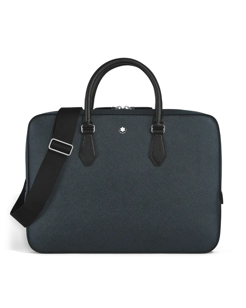 Montblanc Flache Schreibmappe aus Sartorial Leder - Tweed-Blau - Leder - MB220333 - Dokumententaschen Tweed-blau
