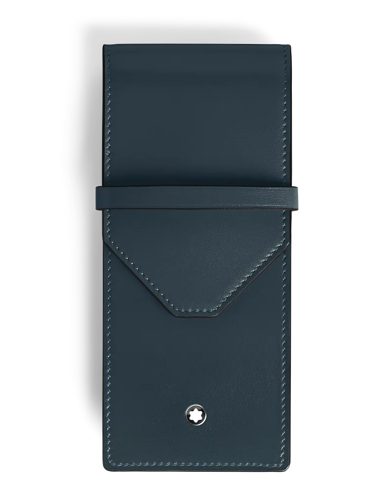 Montblanc Etui Montblanc Envelope für 3 Schreibgerät - Samtblau - Leder - MB220439 - Schreibgeräteetuis Samtblau