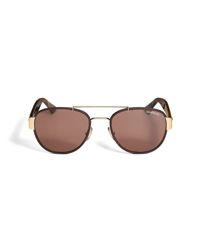 Montblanc Quadratische Sonnenbrille mit goldfarbenem Metallrahmen - Havanna - Metall & Kunststoff - MB139342 - Sonnenbrillen Havanna