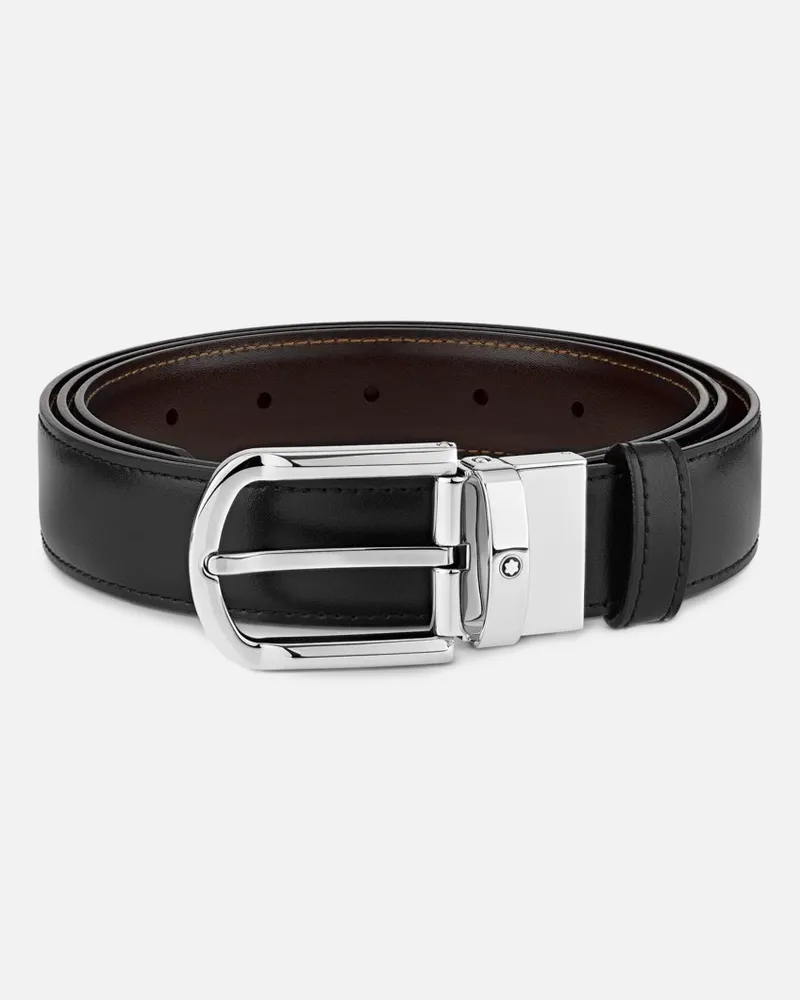 Montblanc Gürtel Aus Wendbarem Leder In Schwarz/braun Mit Hufeisenförmiger Schließe, 30 Mm - Gürtel - Schwarz / Braun Schwarz