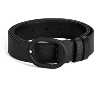 Wendegürtel aus Leder in Schwarz/Schwarz mit ovaler Schließe mm - MB221028 - Gürtel