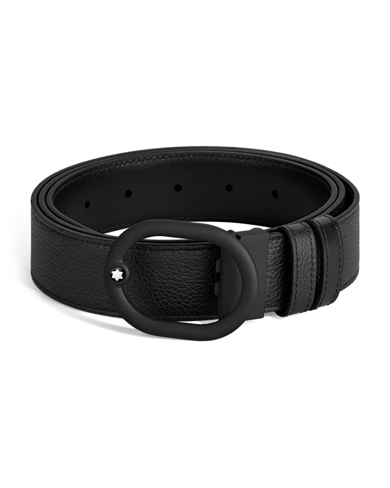 Montblanc Wendegürtel aus Leder in Schwarz/Schwarz mit ovaler Schließe, 35 mm - MB221028 - Gürtel 