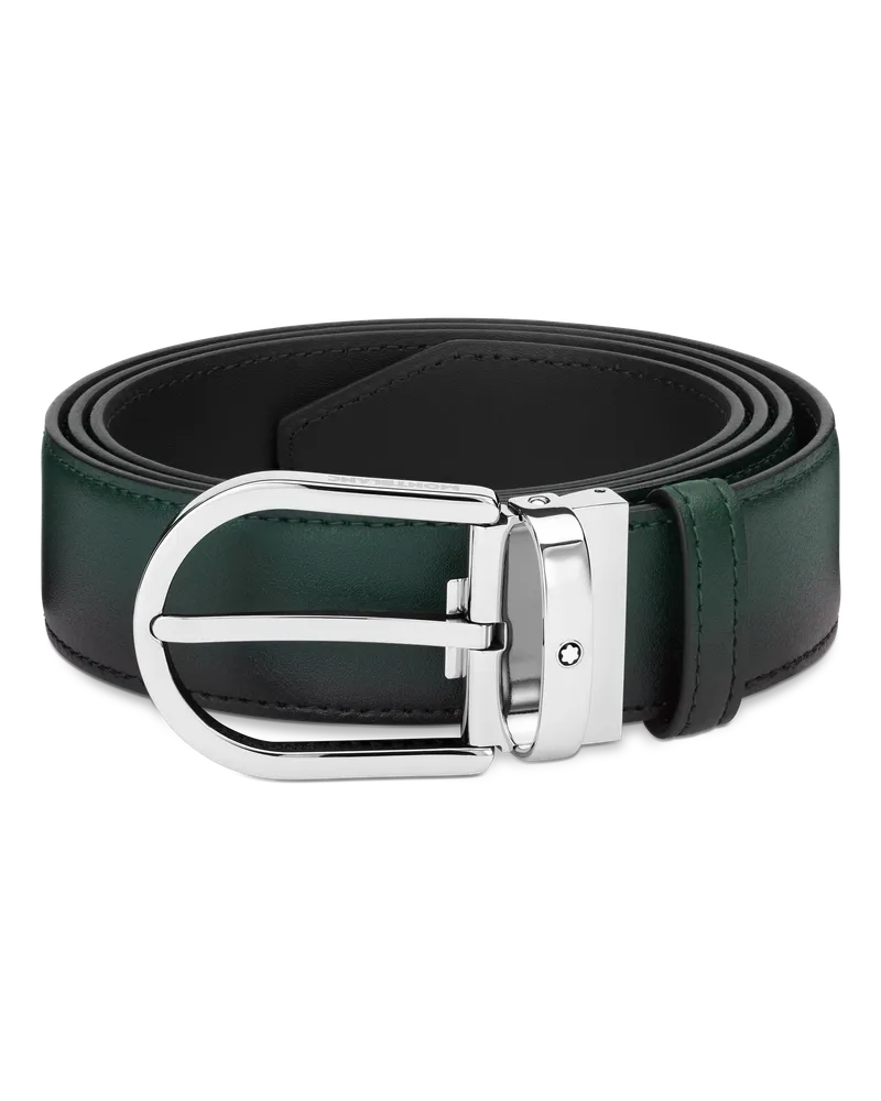 Montblanc Gürtel aus Leder in British Green mit Sfumato-Effekt und hufeisenförmiger Schließe, 35 mm - MB198644 - Gürtel 