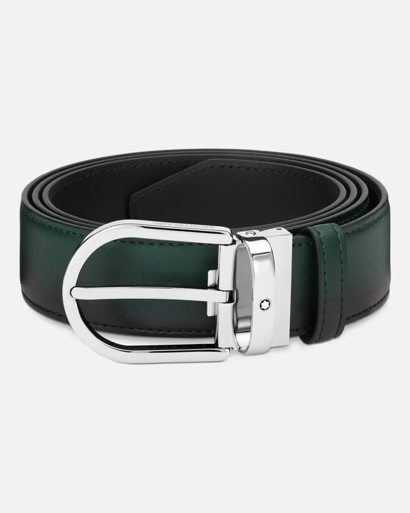 Montblanc Gürtel Aus Leder In British Green Mit Sfumato-effekt Und Hufeisenförmiger Schließe, 35 Mm - Gürtel 