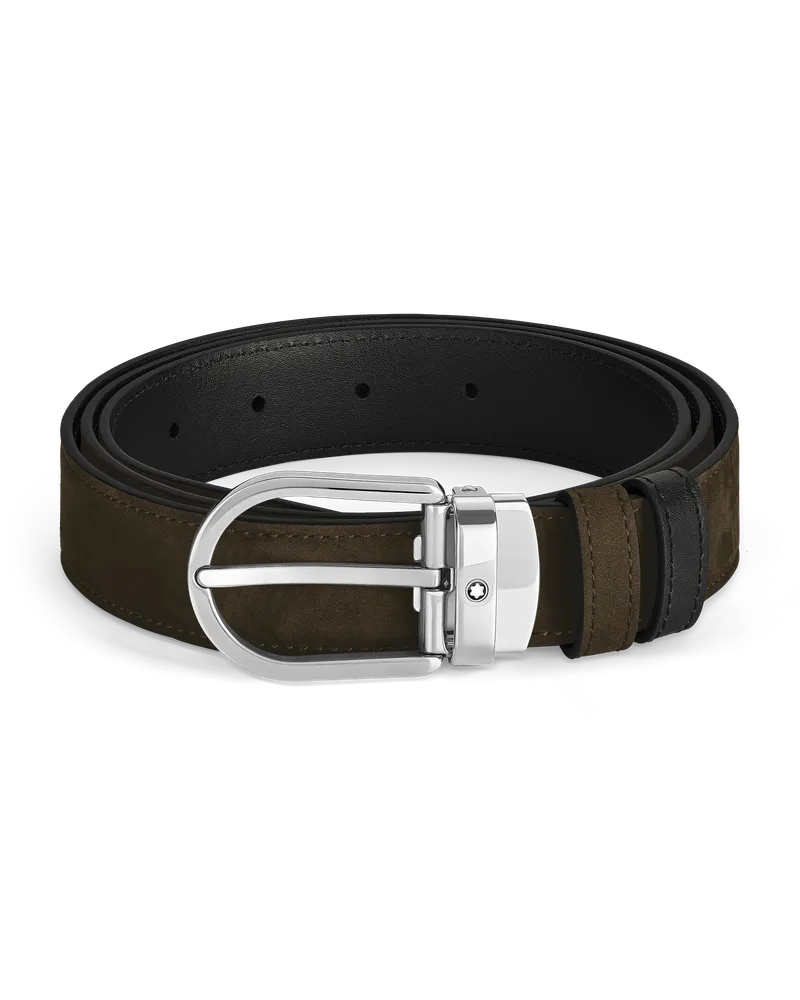 Montblanc Wendegürtel aus Leder in Braun/Schwarz mit hufeisenförmiger Schließe mm - Schwarz | Braun - Leder - MB222399 - Gürtel Schwarz