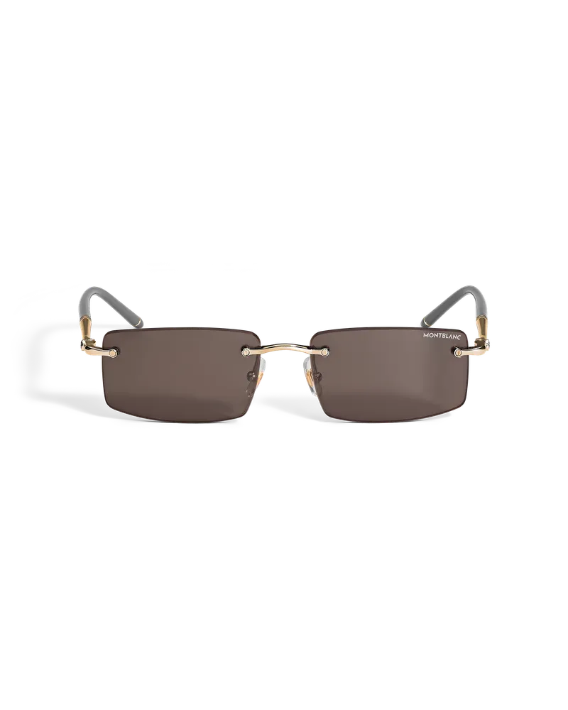 Montblanc Rechteckige Sonnenbrille mit goldfarbener Metallfassung - MB136916 - Sonnenbrillen 